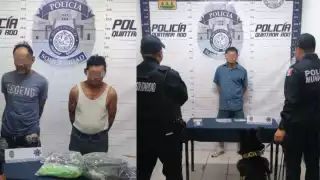 Los posibles narcóticos y sujetos asegurados fueron trasladados a los separos de Seguridad Pública