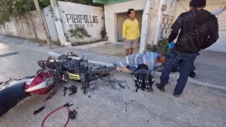 Fuerte colisión de motocicletas en la Villacabra deja dos heridos en Campeche
