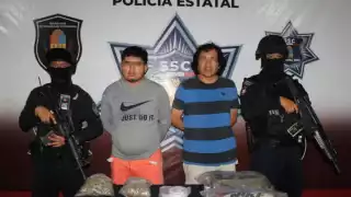 Intercambiaban dosis de presunta marihuana, cuando fueron detectados por elementos de la SSC