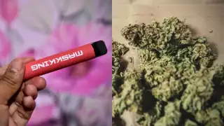 Los vapeadores y la marihuana quedó a disposición de las autoridades de Campeche