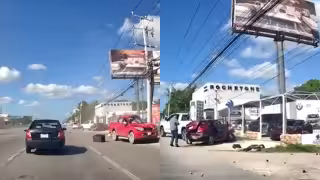 Difunden video de una aparatosa carambola en la carretera Mérida-Progreso que dejó cinco lesionados