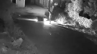 En el video se puede observar como la señal de alto queda doblado por la colisión