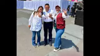 Javier May llegó al Zócalo de la Ciudad de México, para brindarle su respaldo a Claudia Sheinbaum en el arranque de su campaña presidencial