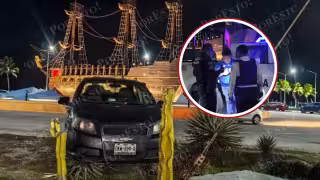 Detienen a conductor por invadir jardinera en Playa Norte en Ciudad del Carmen