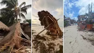 La caída de un poste eléctrico dejó sin luz a gran parte del lugar y era un peligro, por los charcos.