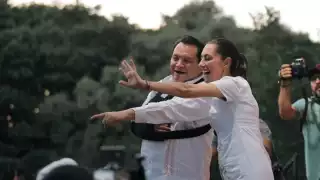Claudia Sheinbaum junto a Joaquín Díaz Mena "Huacho"