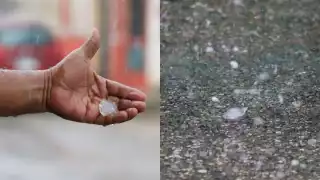 Así lucían los bloques de granizo en Peto