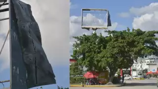 Los comerciantes corren el riesgo de que les caiga encima o provoque un accidente automovilístico