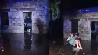 Rescatan a una familia tras la inundación de su casa en Poxilá, Umán