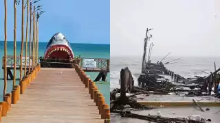 Muelle de Chelem: El antes y el después del Huracán Milton