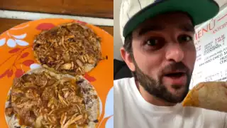   Tiktoker reacciona a  los tacos de cochinita pibil “chilanga” con queso de la CDMX  