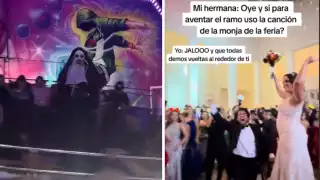 Los invitados giraron alrededor de la novia simulando el juego mecánico