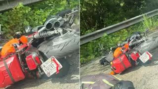 Motociclista queda grave tras derrapar en la carretera libre Campeche-Seybaplaya