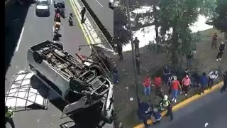 Una unidad de pasajeros cayó de un puente vehicular en Periférico Norte