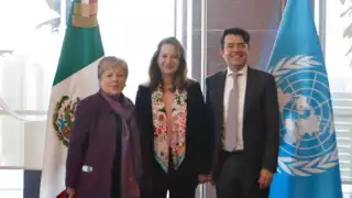 La canciller Alicia Bárcena recibió a la directora general de la Organización Internacional para las Migraciones, Amy Pope