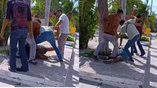 Repartidores golpean a presunto estafador por pedidos con transferencias falsas en Carmen