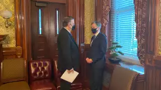 Marcelo Ebrard, secretario de Relaciones Exteriores, entregó al secretario de Estado estadounidense, Antony Blinken, la carta del presidente Andrés Manuel López Obrador