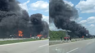 Al lugar llegaron bomberos. La columna de humo se alcanzaba a ver a kilómetros