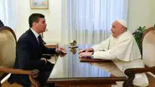 Santiago Peña Palacios, Presidente de Paraguay, tuvo una audiencia con el Papa Frencisco este lunes en el Vaticano