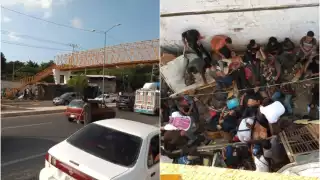 Este jueves volcó un camión de carga repleto de migrantes, en la carretera Tuxtla Gutiérrez-Chiapa de Corzo