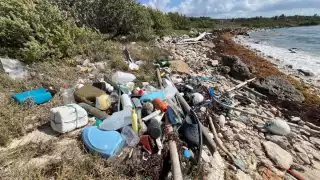 Hallan jeringas y basura en la playa de Costa Maya en Mahahual