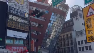 Así luce un edificio tras el terremoto en Taiwán