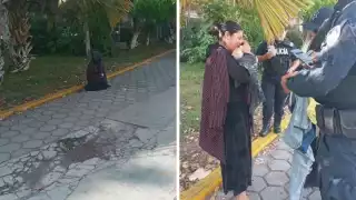 La mujer se retiró del lugar ante el descontento de los testigos