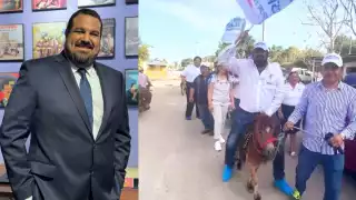 El candidato asegura que no se subió; sin embargo, las patas del animalito se iban de lado