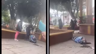 El abuelito quedó tendido en el suelo después de la golpiza