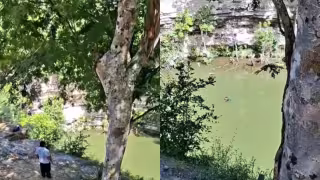 Captan impresionante rescate de un perro que cayó al Cenote Sagrado de Chichén Itzá