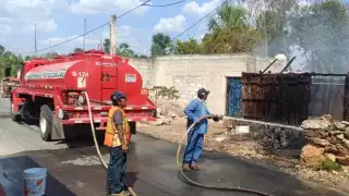 Así terminó la choza en Calkiní