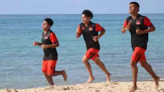 Los entrenamientos se dieron en la playa, en “Punta Esmeralda”