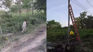 Fuertes lluvias tumban postes de CFE en Candelaria; varias comunidades se quedan sin electricidad