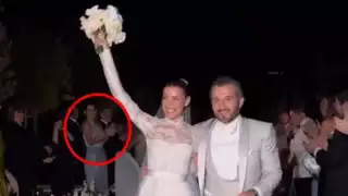 La llegada de los novios a la fiesta. Foto: Especial