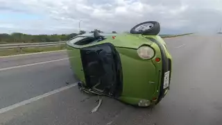 Pese a lo aparatoso del accidente las pasajeros no sufrieron lesiones