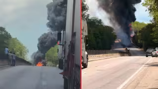 Se incendia una pipa y bloquea la autopista Campeche-Champotón; piden extremar precauciones
