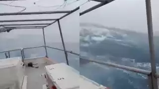 Pescadores de Celestún sobreviven al paso del Huracán Milton en altamar: VIDEO