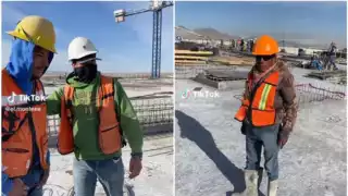 Albañiles parodian 'Ella Baila Sola' de Peso Pluma y se hacen virales