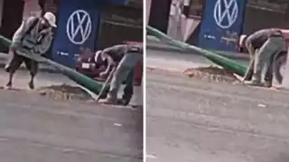 ¡A volar! hombre sale disparado mientras robaba cables de luz en San Luis Potosí: VIDEO