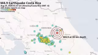 Dos sismos sacuden Costa Rica durante la madrugada; el mayor fue de magnitud 5.4