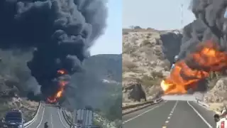 Así luce el incendio en la carretera Oaxaca-Puebla