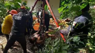 Rescatan a un hombre que pasó 24 horas dentro de un pozo en Halachó