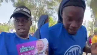 Migrantes haitianos portaban banderas y camisetas del PAN
