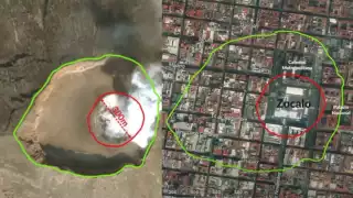 Una comparativa del cráter del Popo. Foto: Especial