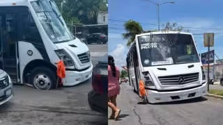 Autobús urbano cae en socavón que la CAPA no reparó por fuga de agua reportada