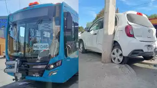 Va y Ven pierde el control e impacta a vehículo estacionado en el sur de Mérida