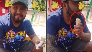 El hombre no escuchó las advertencias y siguió comiendo su helado