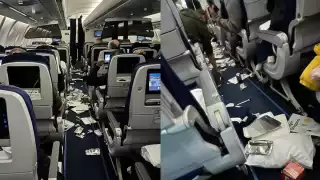 El avión presentó varios destrozos en su interior