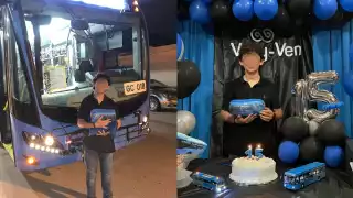 La madre afirmó que el festejado es fan de la unidad de transporte