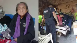 Mujer de la tercera edad recibe apoyo solidario durante el sepelio de su hijo en Tixkokob